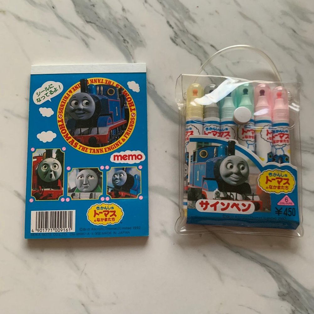 Vintage 1992 Thomas the tank engine note + marker set made in japan bran…